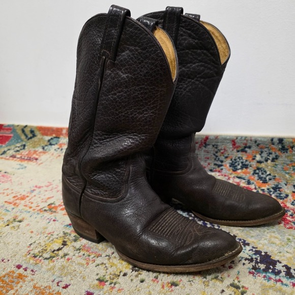 Tony Lama Mens Vintage 70S 80S Classic Western Boots Size 10 Leather Oil Tanned